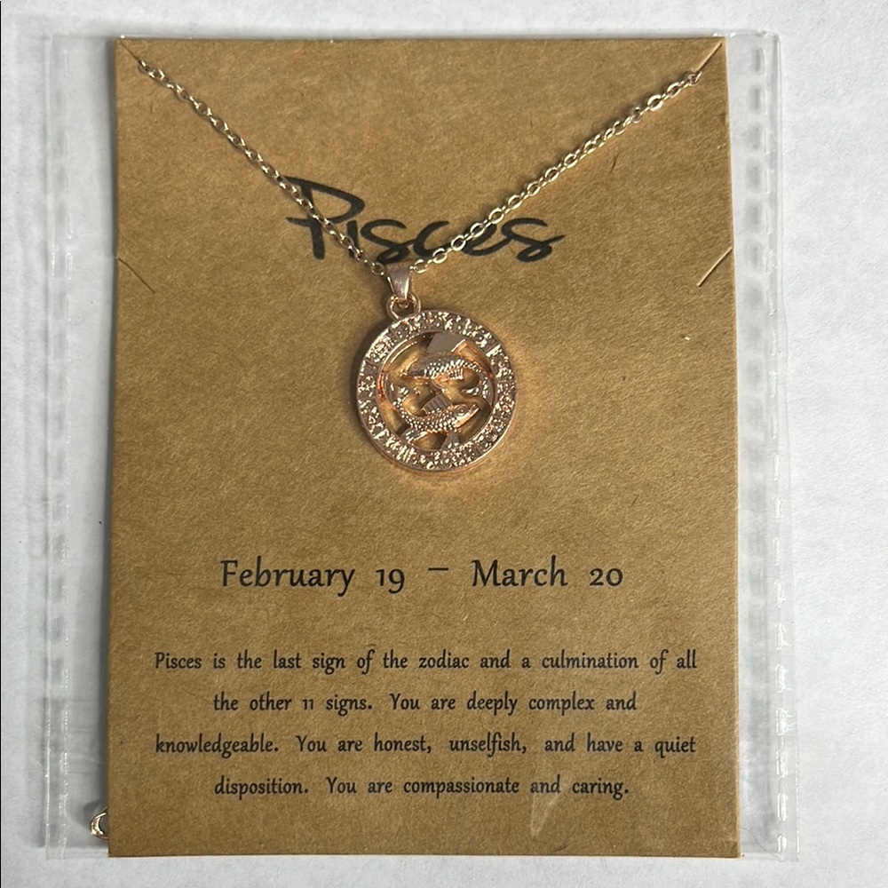 Pisces Zodiac zinc alloy Gold Necklace